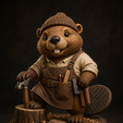 2.png Beaver Carpenter | Cute Woodworker Beaver | 3D Printable STL Figure