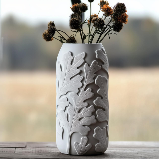 Forest-Leaf-Whispers.png Forest Leaf Whispers – Elegant Vase with Intricate Leaf Pattern