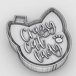 5_2-color.jpg STL file crazy cat lady - freshie mold・Template to download and 3D print