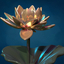 WLily-01xyz.png 3D file Water Lily Lotus flower・3D printer model to download