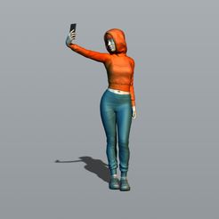 001.jpg Télécharger le fichier STL gratuit Jolie fille prenant un selfie • Objet imprimable en 3D, amforma