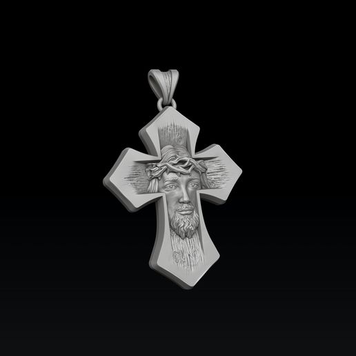 d5sa23sadf56sfdgds456fgs.jpg Jesus Head Cross Pendant Modelo de impressão 3D