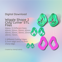 Cover-7.png 3D file Wiggle Shape 2 Clay Cutter - Organic Pebble STL Digital File Download- 10 sizes and 2 Cutter Versions・3D printing design to download