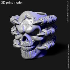 Skull_with_claw_vol1_penholder_z1.jpg 3D-Datei Schädel mit Krallen vol1 Federhalter mit Blumentopf・3D-Drucker-Vorlage zum herunterladen