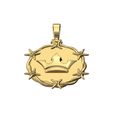 Crown-Halo-Barb-wire-round-pendant-02.jpg Pendentif rond en fil de fer barbelé avec attache Modèle d'impression 3D