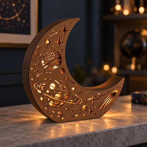 Cosmic Journey Moon Lantern - Laser Cutting Files
