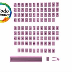 Guia-con-Tope-Courrier.13.jpg Archivo STL Set stamp abecedario con guía・Objeto para impresora 3D para descargar
