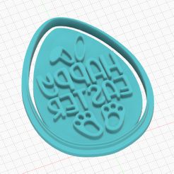 happy-easter-bunny.jpg Fichier 3D emporte-pièce en forme d'œuf de Pâques avec lapin et écriture à l'intérieur・Design imprimable en 3D à télécharger