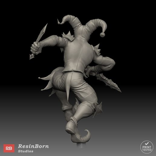 shaco-league-of-legends-3d-model-stl12.jpg Shaco flieht aus dem Zirkus - League of Legends - Figur Hiper Realistisch mit Sockel