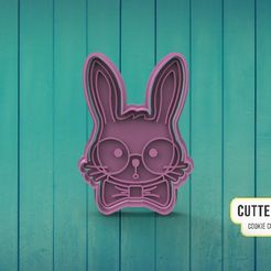 conejo-elegante.jpg Fichier STL Lapin avec lunettes Lapin avec lunettes Découpeur de biscuits・Design pour imprimante 3D à télécharger