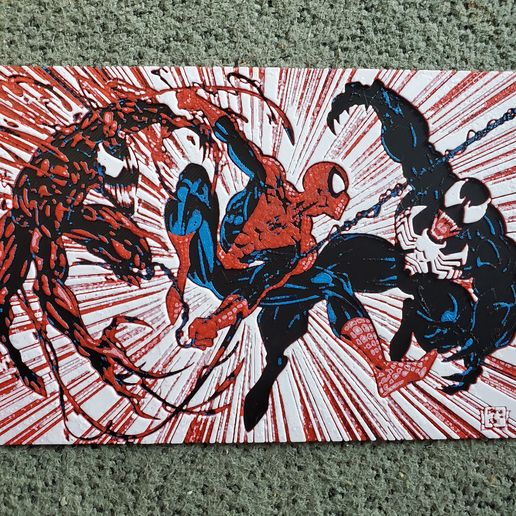 スパイダーマン vs ヴェノム 3Dホログラム 🦸‍♂️ Spiderman vs. Venom & Carnage Hueforge・Free 3MF File for