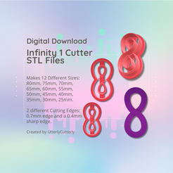 Cover-9.png Clay Cutter STL File Infinity 1 - Love Earring Digital File Download- 12 tamaños y 2 versiones de cortador, cortador de galletas