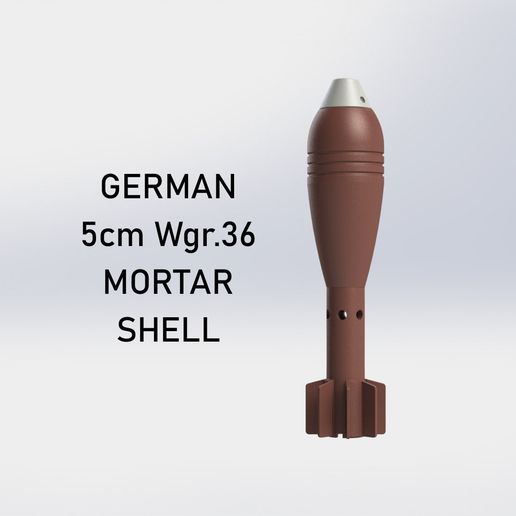 🐚 WW2 German 5cm Wgr36 Mortar Shell・ 3D File for 3D