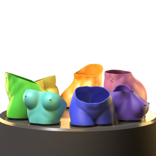 3.png STL-Datei Curvey lady Vase planter, or stationary holders.・3D-Drucker-Vorlage zum herunterladen, Dark3DCanada