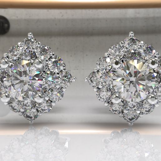 ER1.299.jpg Timothée Diamant Oreille 3D BijouxModèle Imprimable 3D ER4