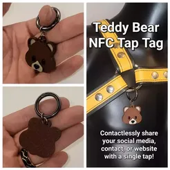 il_794xN.5289213260_coqq.webp Teddy Bear NFC Tag Digital Business Card Keychain
