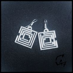Labirynth Square earrings_23.jpg Archivo STL gratis Pendientes Laberinto Cuadrados - GRATIS・Diseño de impresora 3D para descargar