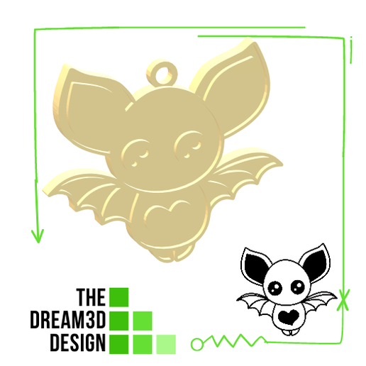 BAT IN LOVE KEYCHAIN / KEY RING / PENDANT 3D model
