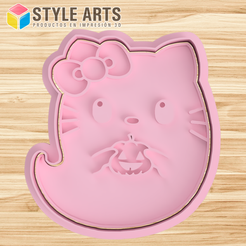 HELLO-KITTY-GHOST.png STL file Hello Kitty Ghost Ghost cookie cutter - Halloween Cookies・3D printing idea to download