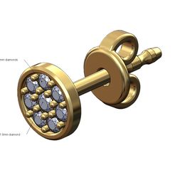 7*1.5mm diamonds 41*1.8mm diamond Archivo STL Pendiente de diamante redondo en racimo para imprimir en 3D・Objeto de impresión 3D para descargar
