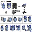 P1.jpg Unmasked and Masked Heads, Watergun, Grappling Hook and Tread Height Boosters for Legacy United Voyager Animated Optimus Prime