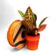Orange.png 3D Printable Extruded Layer Pot with embellished 3D printing layers