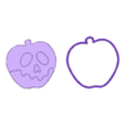 Apple skull 8cm.stl Halloween Poison apple skull cookie cutter and stamp