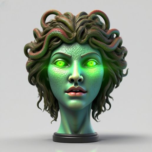 2051 Medusa Gorgon Head 3D Model, magic, dragon, serpent, mask, gnome, gorgon, venetian carnival, wild, fox, monster, cat, fair, witch, werewolf, horror, beast, snake, troll, skeleton dance 3D model