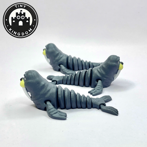 Flexi-Tiny-Walrus,-P3.png Flexi Tiny Walrus, Gelenkige Zappelfigur, inklusive Schlüsselanhänger, inklusive 3mf