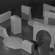 render-stone-wall.jpg WWII Tabletop Terrain Set 28mm scale (3D Printable Files) - Based on real buildings from Carentan, France