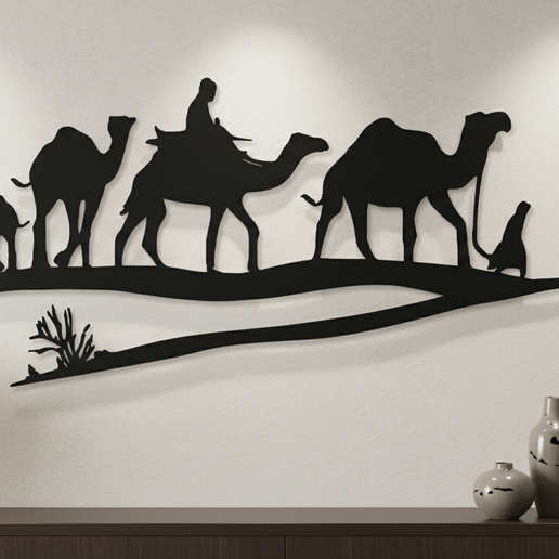 Desert Caravan Wall Art – Nomadic Journey - 3D model önizlemesi