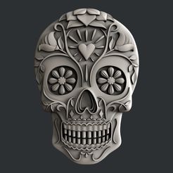 P294.jpg STL file Sugar skull・Design to download and 3D print