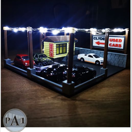 003.jpg Fichier STL Diorama d'un concessionnaire de voitures d'occasion pour les modèles réduits à l'échelle 1/64 (Hotwheels)・Plan à imprimer en 3D à télécharger, PA1