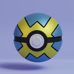 quick-ball-render.jpg Fichier STL Pokemon Quick Ball Pokeball・Plan à imprimer en 3D à télécharger