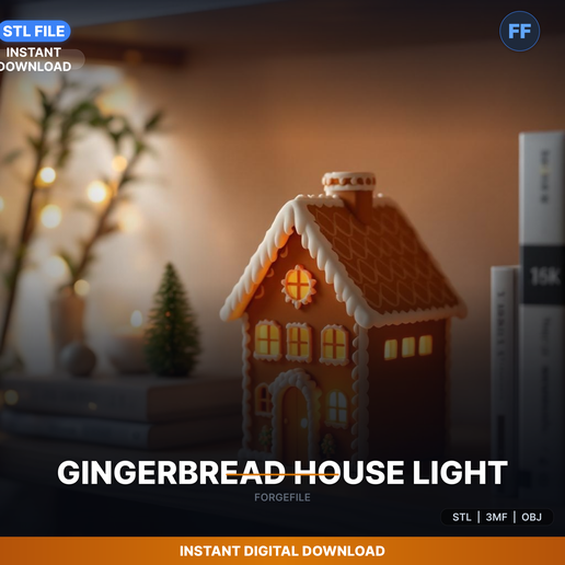 Gingerbread House Led Tealight Holder, Frosting Details, - 3D Printable STL File