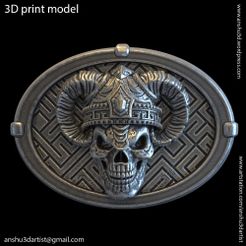 Demon_skull_vol4_buckle_K1.jpg 3D-Datei Dämonenschädel vol4 Gürtelschnalle・3D-druckbare Vorlage zum herunterladen