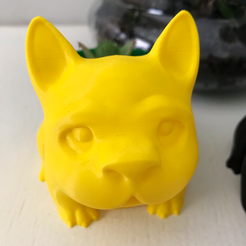 bulldog_002.png STL-Datei Französische Bulldogge Pflanzgefäß kostenlos・Design für 3D-Drucker zum herunterladen