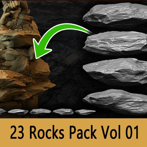 🪨 Pack Of 23 Rocks Volume 01・ 3D File for 3D printing・Cults