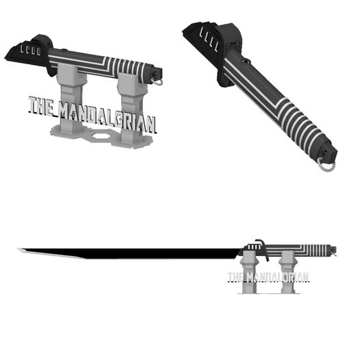 Darksaber (Updated Version) | Boba Fett | The Mandalorian | Light up Available and Display Plinth | By Collins Creations 3D 3D model