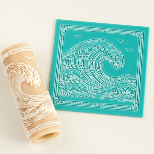 Ocean Wave Texture Roller STL File – Classic Surf Design for Clay, Pottery & Fondant