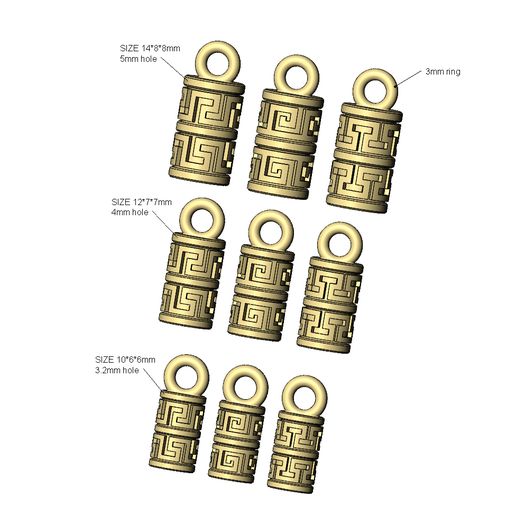 Double row greek key bracelet end caps 3D print model 3D model