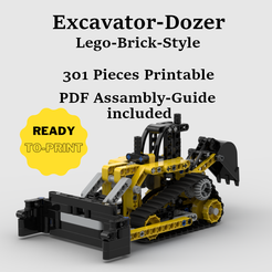 Lego-Vorlage.png Fichier 3D Excavateur-Dozer en briques de style Lego・Design pour imprimante 3D à télécharger
