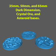 35mm, 50mm, and 65mm PF Tea Psi Crystal Ore, and Asteroid bases. Marvel Crisis Protocol Bases, Debris, and Terrain - pack 2