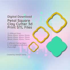 Cover-11.png Petal Square Clay Cutter - STL Digital File Download- 12 sizes and 2 Cutter Versions