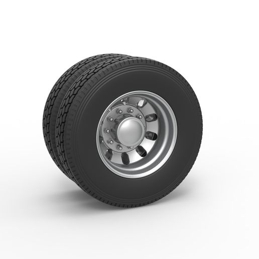 Rear custom wheel of semi truck Version 21 (1:25 Scale)