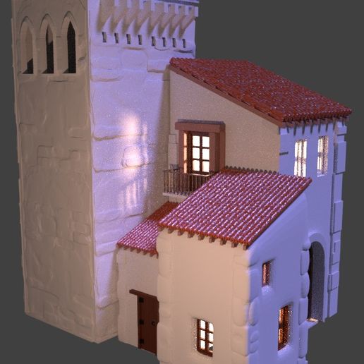 general-casas-con-torre.jpg STL-Datei HO Haus Bausatz bestehend aus 4 Teilen・3D-druckbares Modell zum Herunterladen, javherre
