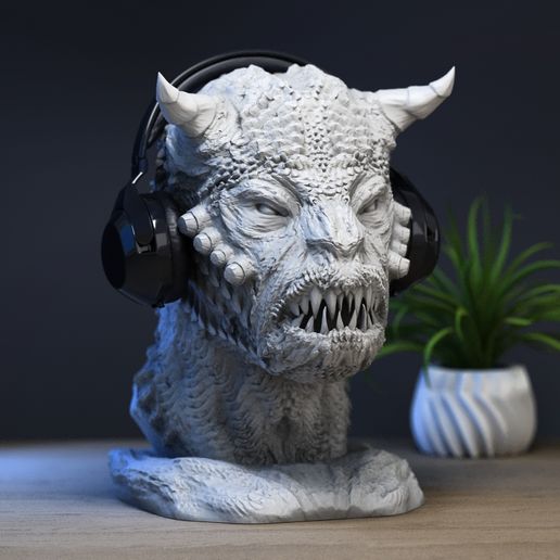 Demon creature Headphone Stand, Cyborg Headset Stand, Perfect Gamer Gift, Sci-Fi Fans Gift, Demon creature Headphone Holder a51