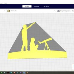 silhouettecoupletelescope.jpg STL file 2D Silhouette/Stencil Couple with Telescope Pointing・Design to download and 3D print