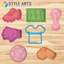 FUTBOL-SET.png STL file Soccer soccer cookie cutter set - Soccer Cookies・3D printer design to download