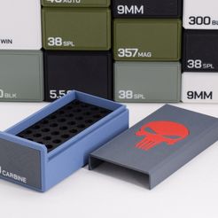 30Carbine-3.jpg STL file Ammo box 30 Carbine ammunition storage 50 rounds ammo crate 7.62x33mm・Template to download and 3D print